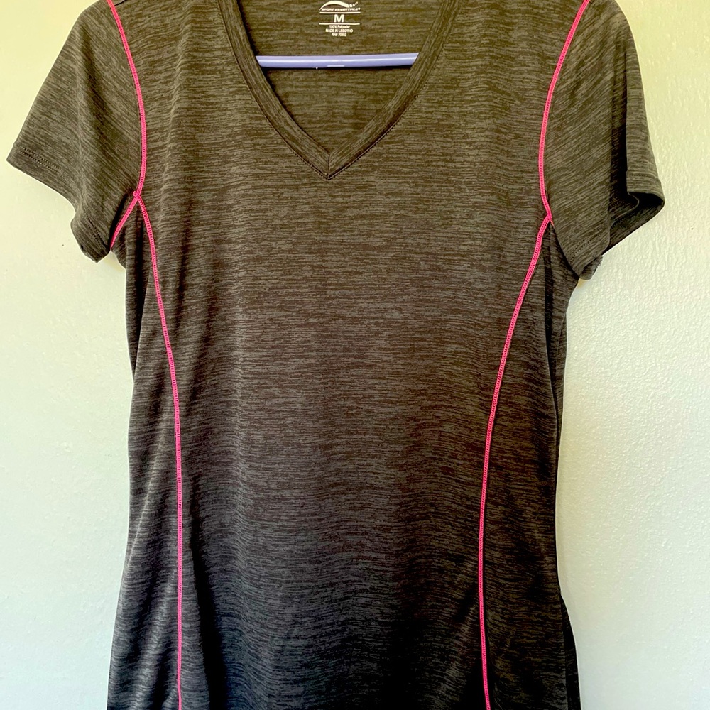 SPORTS ESSENTIALS ACTIVEWEAR JERSEY SLIM MED DRK GRAY PINK SEAMS UNISEX SS